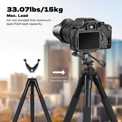 RPNB Shooting Tripod with 360°V Yoke Rest, Shooting Sticks with Bubble Level,Button Compass for Hunting, Black