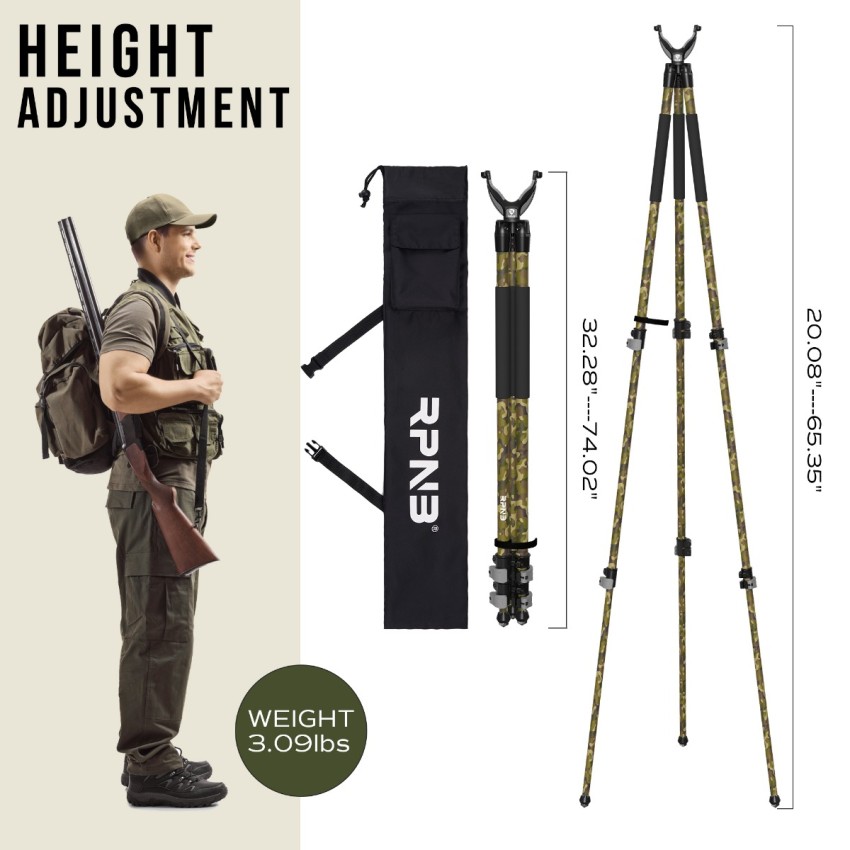 RPNB Adjustable Shooting Tripod with Stable Design, Perfect for Hunting & Outdoors, Camouflage