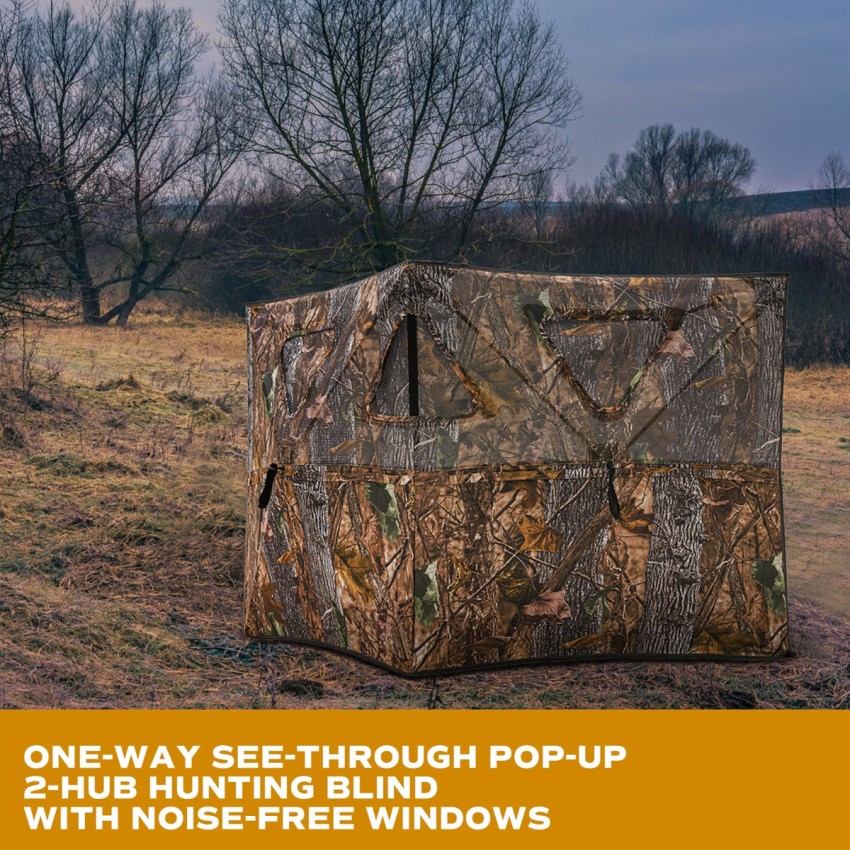 RPNB Hunting Blind, Two-Panel Easy Setup Ground Hunting Blinds, One-Way See-Through Dual Hub Stakeout Hunting Screen