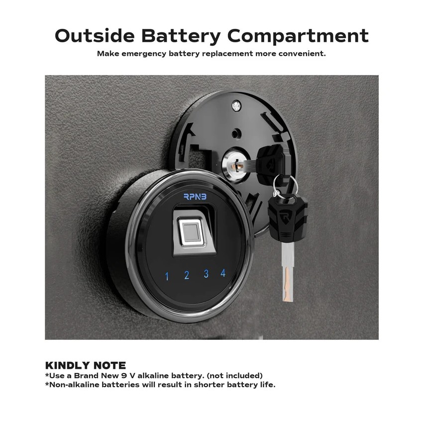 RPNB Large Home Fingerprint Retro Style Biometric Safe Box with Jewelry Drawer, 1.68 cuft-RPFV45