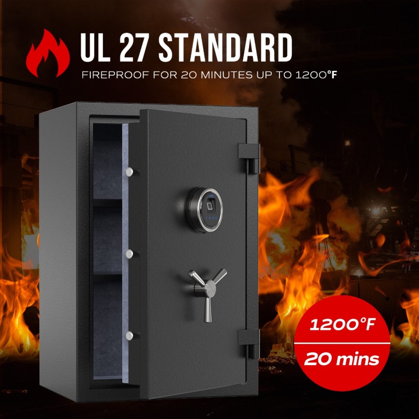 Large Fireproof Safe with Fingerprint Sensor, Biometric Home Safe, 2.12 Cubic Feet, RPNB RPFS66