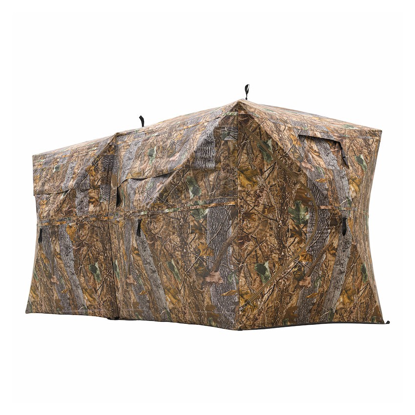 RPNB Huntuing Ground Blind, One-Way See-Through Side-By-Side 4-6 Person Hunting Blind, Two Pop-Up Camouflage Hunting Tents with Noise-Free Windows