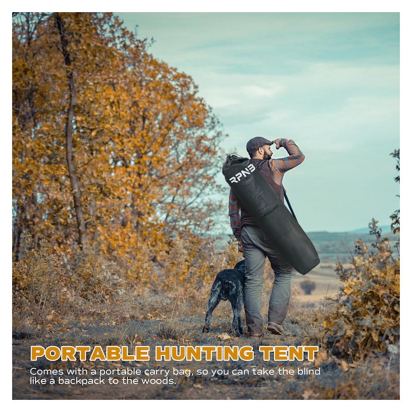 RPNB Huntuing Ground Blind, One-Way See-Through Side-By-Side 4-6 Person Hunting Blind, Two Pop-Up Camouflage Hunting Tents with Noise-Free Windows