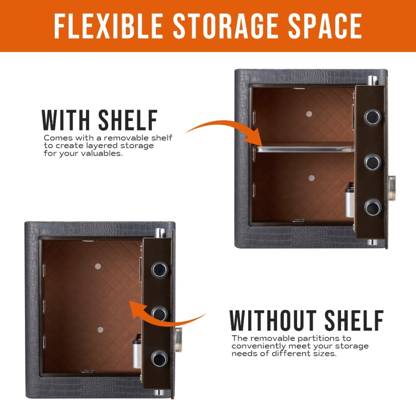 RPNB Luxury Leatherette Wrapped Biometric Fingerprint Home Safe with Touch Screen, 2.3 Cubic Feet, RPNB RPLH50