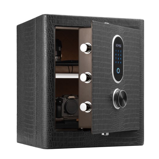 RPNB Luxury Leatherette Wrapped Biometric Fingerprint Home Safe with Touch Screen, 2.3 Cubic Feet, RPNB RPLH50